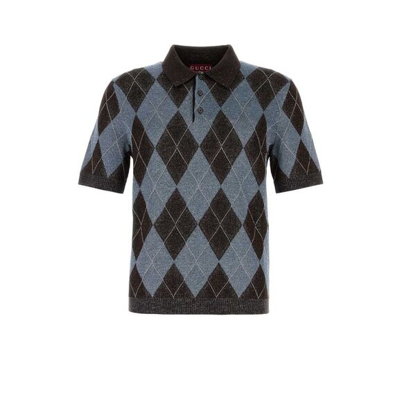 Gucci Men Embroidered Wool Blend Polo Shirt - Picture 1 of 2